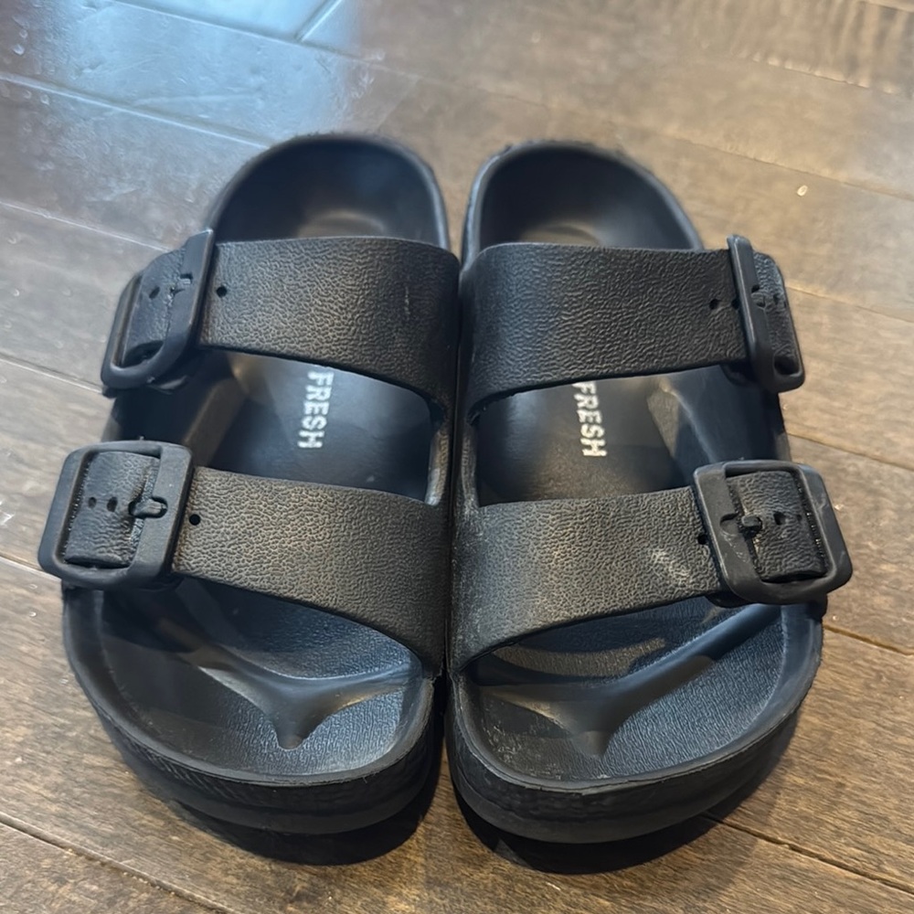 Boys Black Double Strap Sandals